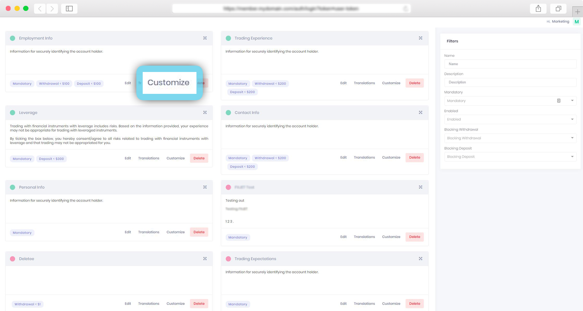 We added Custom HTML type on verification steps