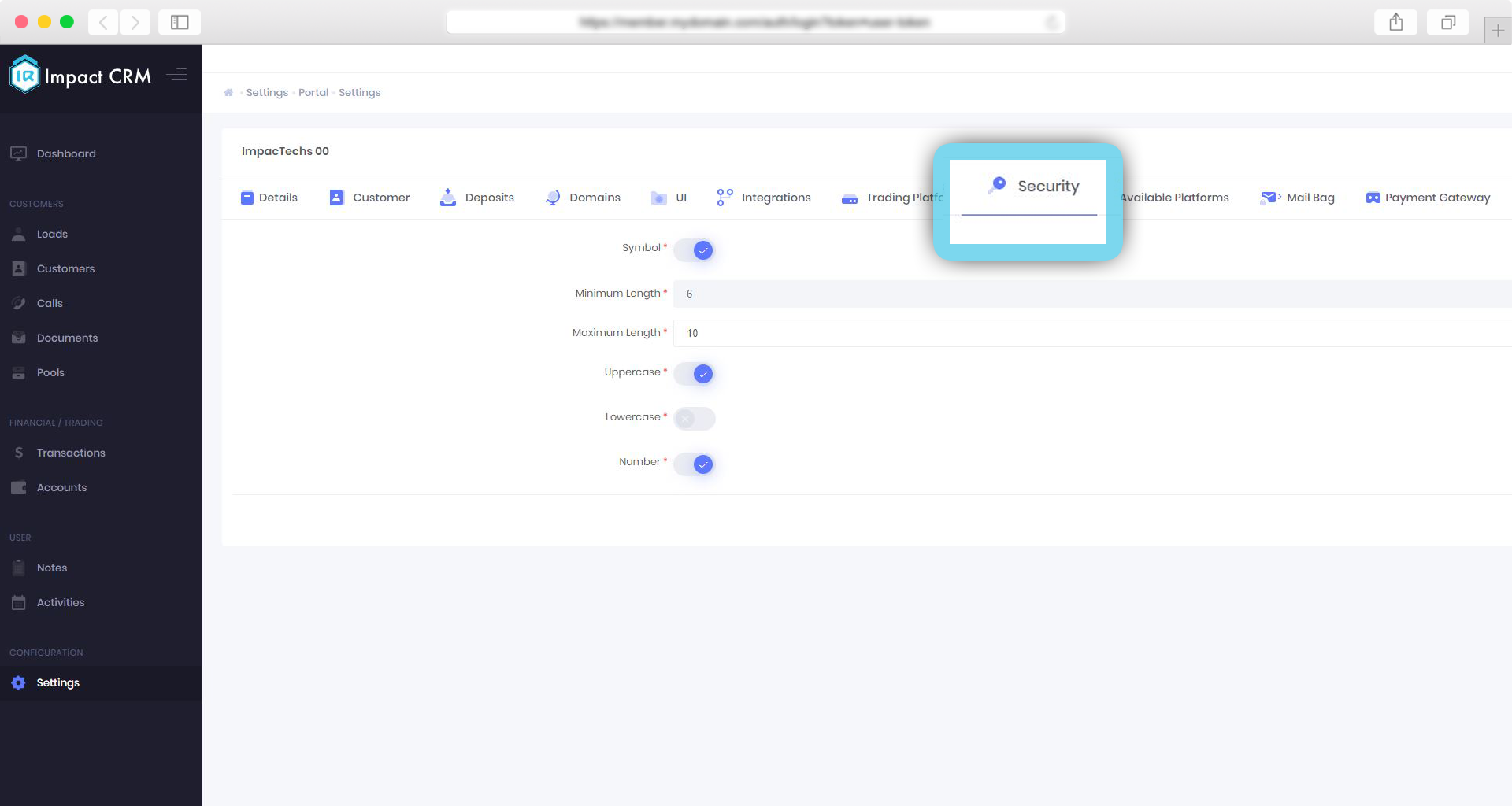 Password Security Numbers CRM